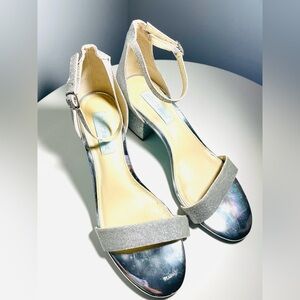 Betsey Johnson Mari Rhinestone Ankle- Strap Block Heel Sandals - Size 8.5 M